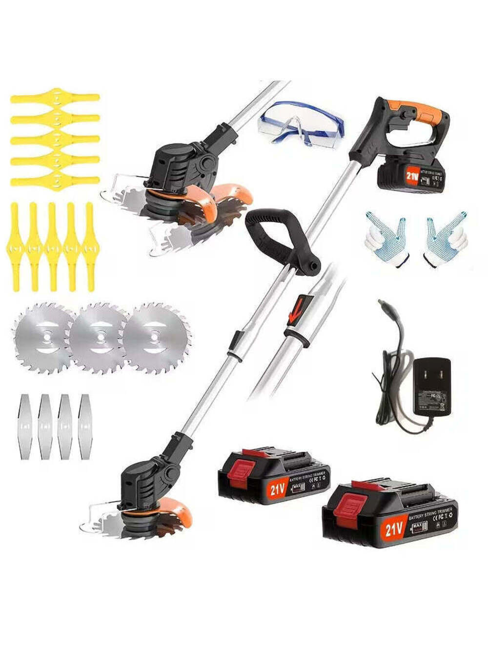 Electric Weed Wacker, Battery Powered Trimmer with 2pcs Batteries